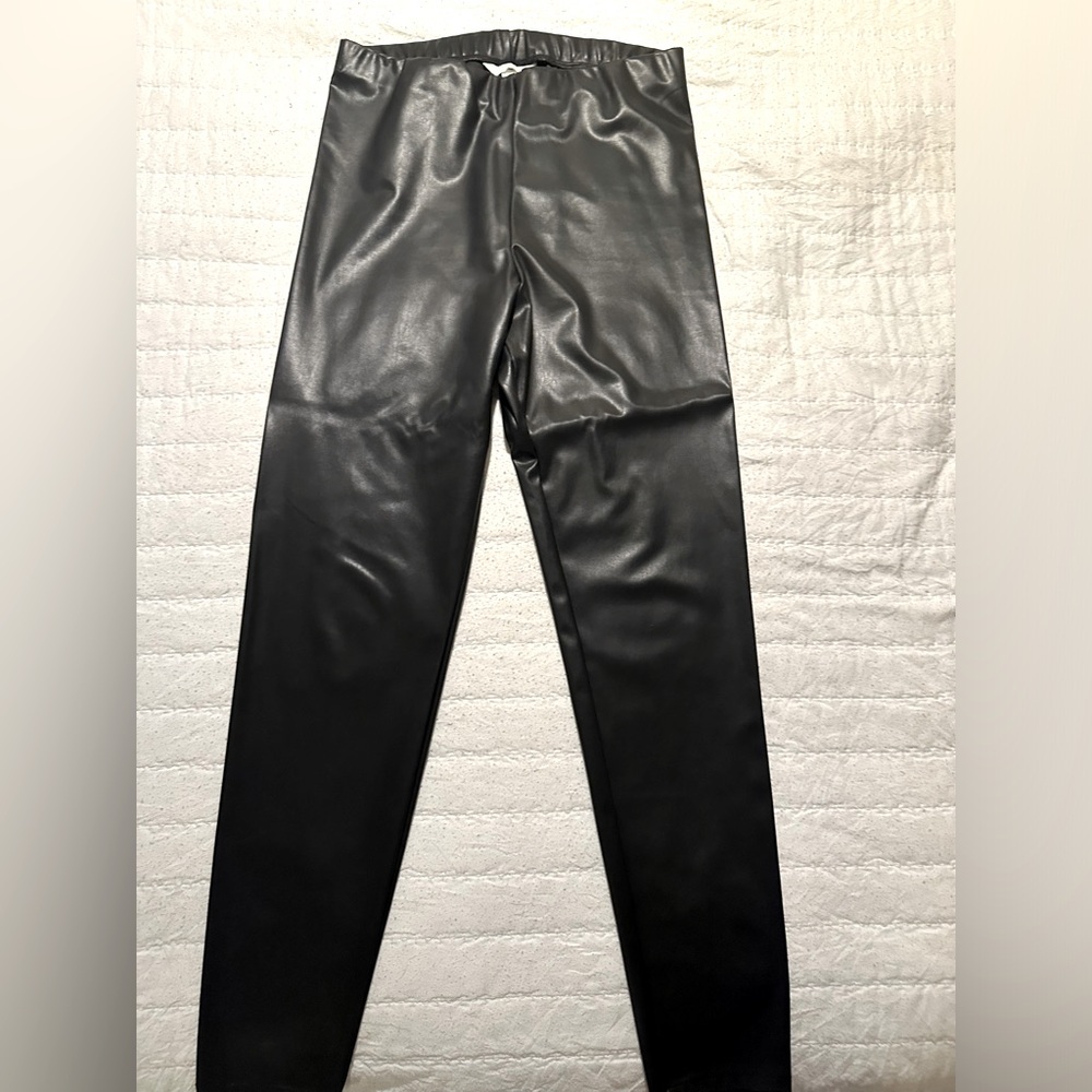 H&M black leather pants